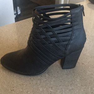 Black faux leather booties size 8